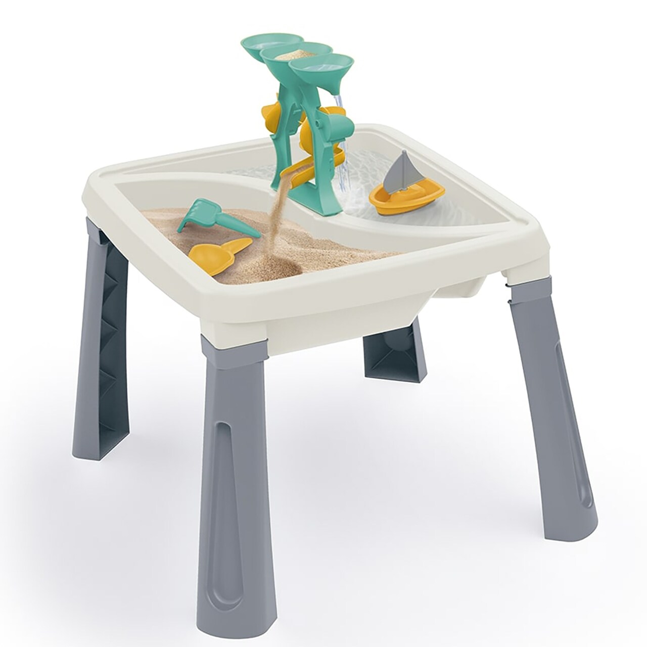 Dolu: 3-In-1 Activity Table: Sand, Water & Creativity - White, Green, Yellow - Play Accessories, Sensory Toy, Indoor/Outdoor, Toddlers & Kids Ages 2+
